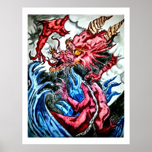 Chinese Dragon Wall Art Print van William Zierfus (Voorkant)