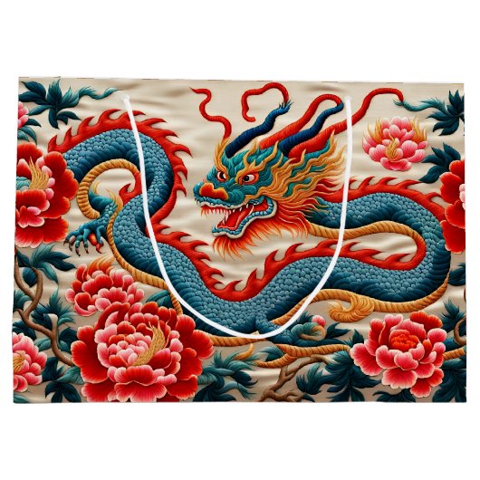 Chinese Dragon Year "Borduurwerk" Zodiac verjaarda Groot Cadeauzakje (Achterkant)