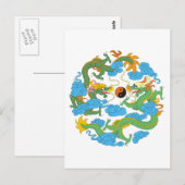 Chinese Dragon Yin Yang Briefkaart (Voorkant / Achterkant)