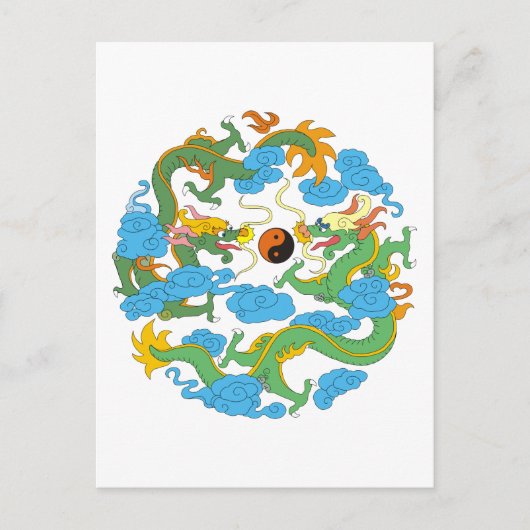 Chinese Dragon Yin Yang Briefkaart (Voorkant)