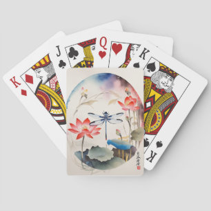 Chinese Dragonfly en Lotus 1 Pokerkaarten