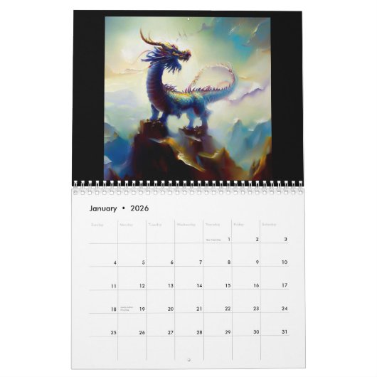 Chinese dragons 1 kalender (Jan 2026)