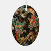 Chinese Draken en Bloemen Metalen Ornament (Voorkant Rechts)