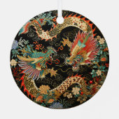 Chinese Draken en Bloemen Metalen Ornament (Achterkant)