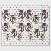 Chinese draken fantasie kunst collage blad cadeaupapier (Vlak)