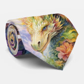Chinese Draken Regenboog Patroon Stropdas (Opgerold)