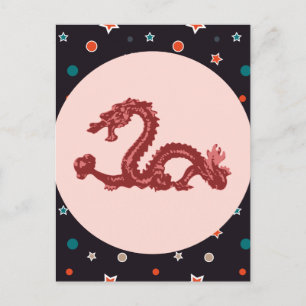 Chinese Draken Ster Patroon Fantasie Kunst Briefkaart