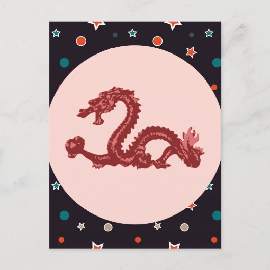 Chinese Draken Ster Patroon Fantasie Kunst Briefkaart (Voorkant)