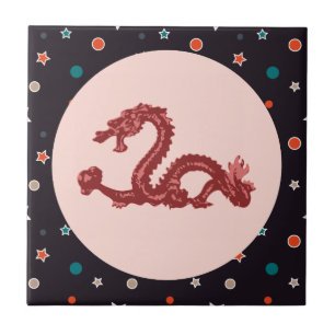Chinese Draken Ster Patroon Fantasie Kunst Tegeltje
