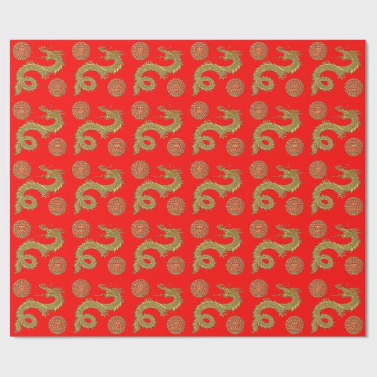Chinese draken welvaart symboliseert uw kleur cadeaupapier (Vlak)
