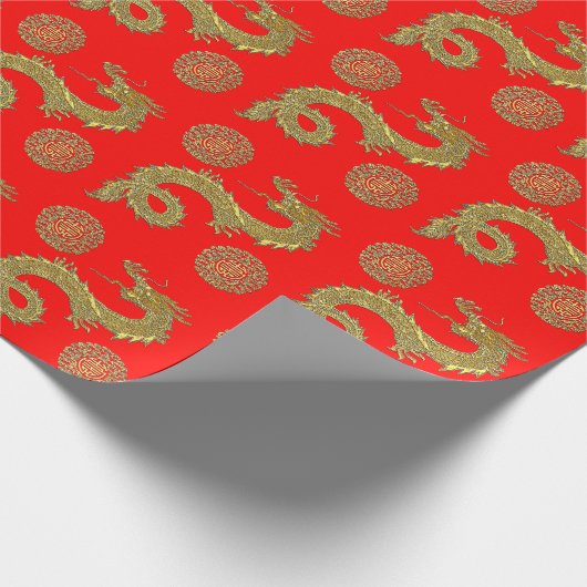 Chinese draken welvaart symboliseert uw kleur cadeaupapier (Hoek)