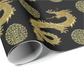 Chinese draken welvaart symboliseert uw kleur cadeaupapier (Rol Hoek)