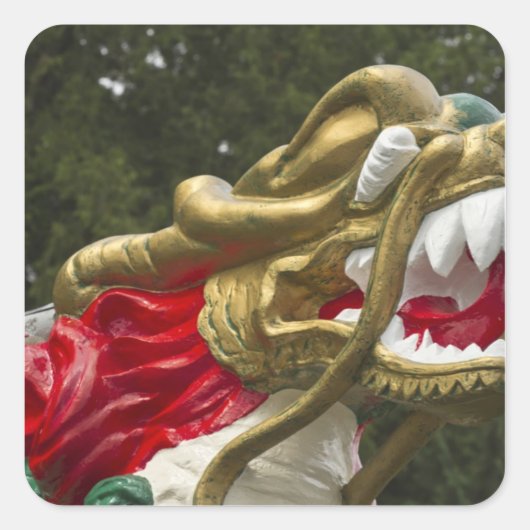 Chinese drakenboot boegbeeld, Stanley Park Vierkante Sticker (Voorkant)