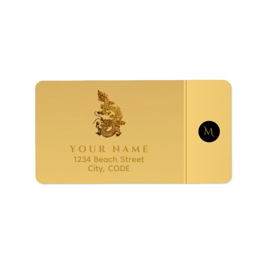 Chinese Drakenjaar 2024 Elegant Monogram RAL Etiket (Voorkant)