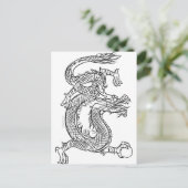 Chinese drakenlijntekening Schets oostelijk Fantas Briefkaart (Staand voorkant)