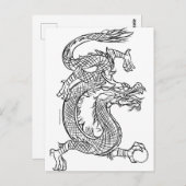 Chinese drakenlijntekening Schets oostelijk Fantas Briefkaart (Voorkant / Achterkant)