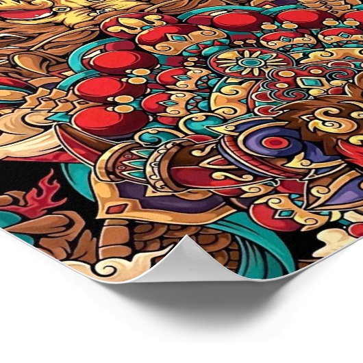 Chinese drakentotem, tattoo kunst poster (Hoek)