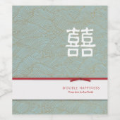 Chinese Dubbel Geluk Blauw Gouden Wijnlabel Wijn Etiket (Enkel label)