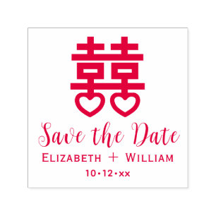 Chinese Dubbel Geluk Hrt Trouw Save the Date Zelfinktende Stempel