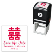 Chinese Dubbel Geluk Huwelijk Save the Date Zelfinktende Stempel (In situ)