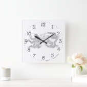 Chinese dubbele drakenhoek wandklok (Huis)