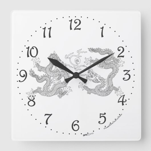 Chinese dubbele drakenhoek wandklok (Voorkant)
