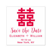 Chinese Dubbele Geluk Huwelijk Save the Date #2 Zelfinktende Stempel (Design)