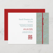 Chinese Dubbele Geluk Modern sparen de Datum Save The Date (Voorkant / Achterkant)
