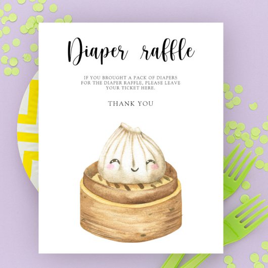 Chinese dumpling baby shower luier raffle poster