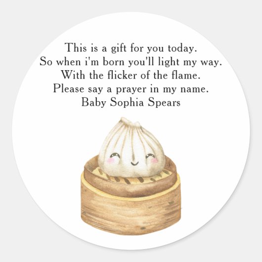 Chinese-dumpling- gebedskaarslabel ronde sticker (Voorkant)