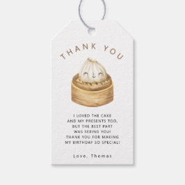 Chinese dumpling verjaardagsfeest bedankt cadeaulabel