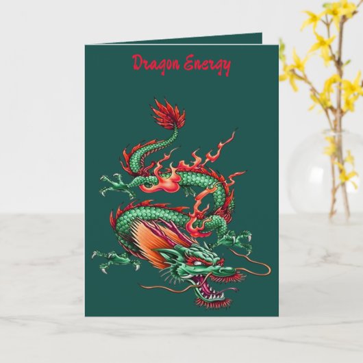 Chinese Eastern Green Dragon Mythical Creature   Kaart (Gele Bloem)