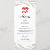 Chinese Elegante Beige Bladeren Trouwmenu Menu (Voorkant)