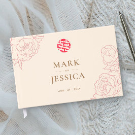 Chinese Elegante Dubbele Geluks Huwelijk  Gastenboek