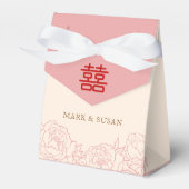 Chinese Elegante Dubbele Geluks Pioenrozen Huwelij Bedankdoosjes (Voorkant Zijde)