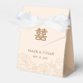 Chinese Elegante Dubbele Geluks Pioenrozen Huwelij Bedankdoosjes (Voorkant Zijde)