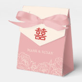 Chinese Elegante Dubbele Geluks Pioenrozen Huwelij Bedankdoosjes (Voorkant Zijde)