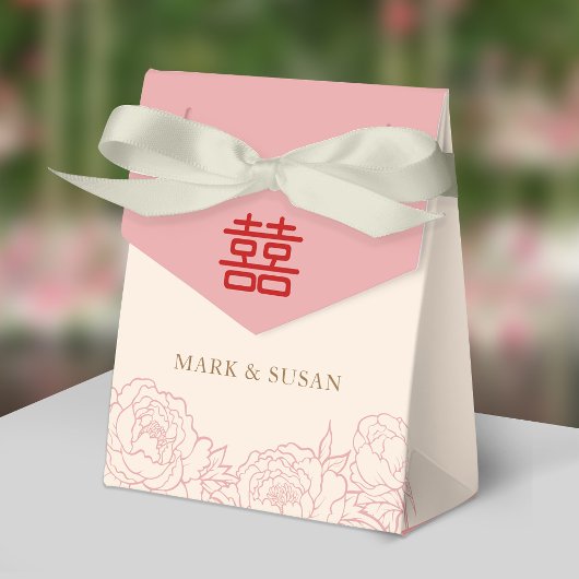 Chinese Elegante Dubbele Geluks Pioenrozen Huwelij Bedankdoosjes