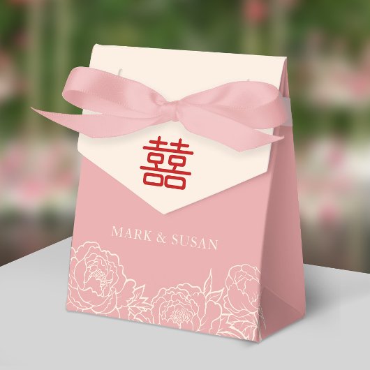 Chinese Elegante Dubbele Geluks Pioenrozen Huwelij Bedankdoosjes