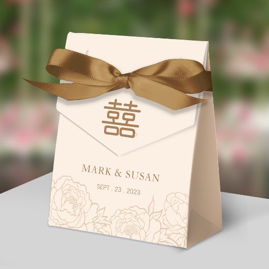 Chinese Elegante Dubbele Geluks Pioenrozen Huwelij Bedankdoosjes
