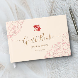 Chinese Elegante Dubbele Geluksbruiloft Gastenboek