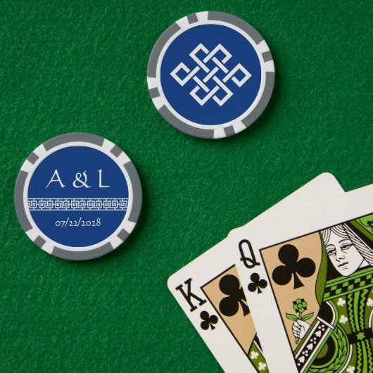Chinese elegantie in blauw poker chips (Pokertafel (Dubbel))