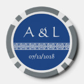 Chinese elegantie in blauw poker chips (Achterkant)