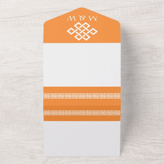 Chinese elegantie in het Sinaasappel All In One Uitnodiging (Buitenkant)