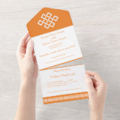 Chinese elegantie in het Sinaasappel All In One Uitnodiging (Afscheurbaar)