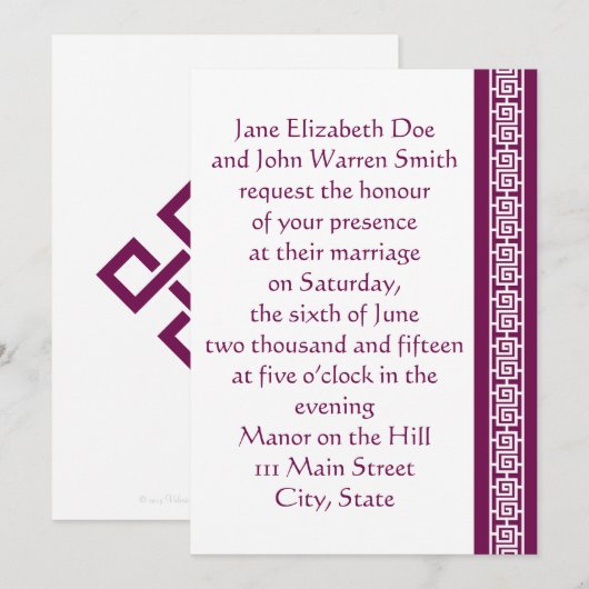 Chinese elegantie in uitnodiging voor weddenschapp (Voorkant / Achterkant)