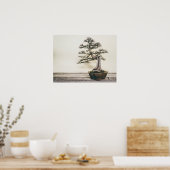Chinese Elm Bonsai-boom in de winter Poster (Keuken)