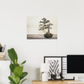 Chinese Elm Bonsai-boom in de winter Poster (Thuiskantoor)