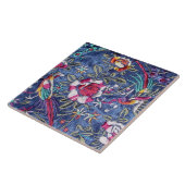 CHINESE EMBROIDERIE VAN ROZEN EN VOGELS TEGELTJE (Zijkant)