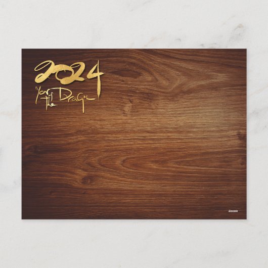 Chinese en Vietnamese Houten Draken Jaar 2024 HPos Feestdagenkaart (Achterkant)